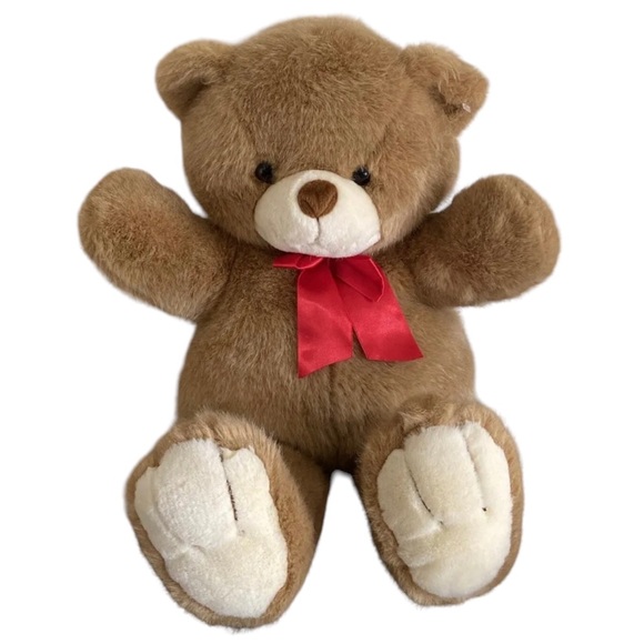Dakin Gingerbear Teddy Bear Plush Red Bow Ribbon 21” Vintage Stuffed Animal - Picture 1 of 7